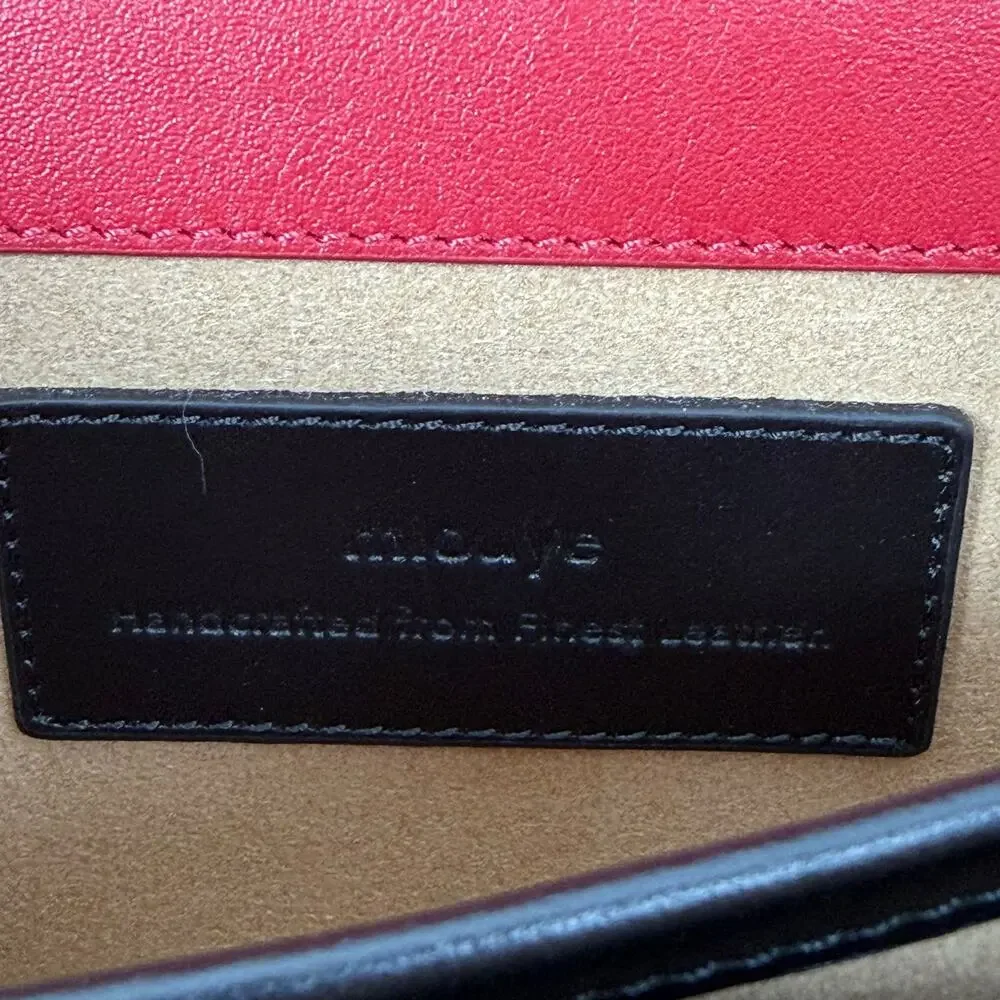 Mlouye Small Naomi Crossbody Bag Lizard Emboss Leather Top Handle Bag Black Red
